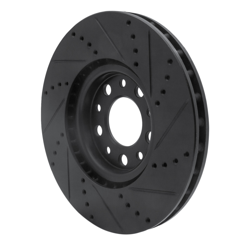 Chrysler 200 Brake Rotor (1) - Front Left - R1 Concepts - Drilled & Slotted - Black - `13-`23